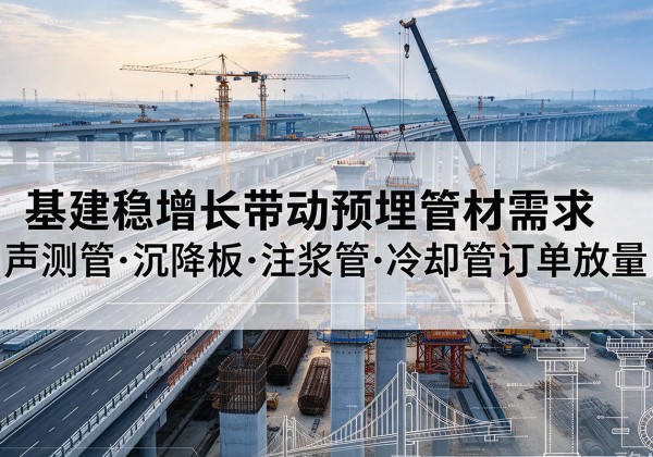 肥西基建稳增长带动预埋监测管材需求，声测管、沉降板、注浆管订单持续放量